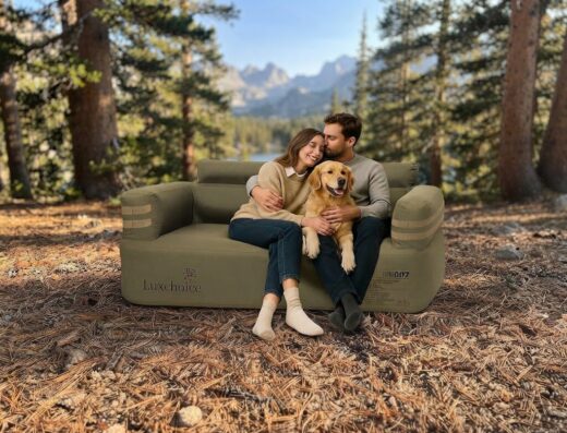 Luxchoice inflatable camping loveseat set up outdoors